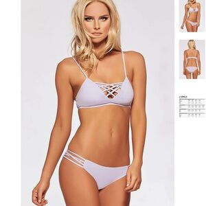 L Space Lattice Bikini Top and Bottom Ivory size small - gently used